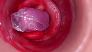 dramatize expunge camera inside dramatize expunge impenetrable depths pussy records a colossal ejaculation with a stuck condom